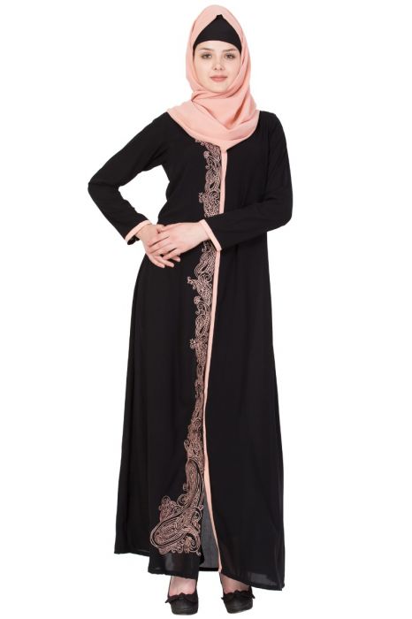 black embroidered abaya