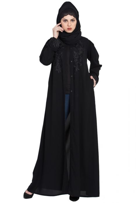 black embroidered abaya